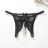 Pearl Massage G-String Panties Sexy Women Underwear Crotch Lace Thong Temptation Lingerie Brief Elegant Underwear #1354