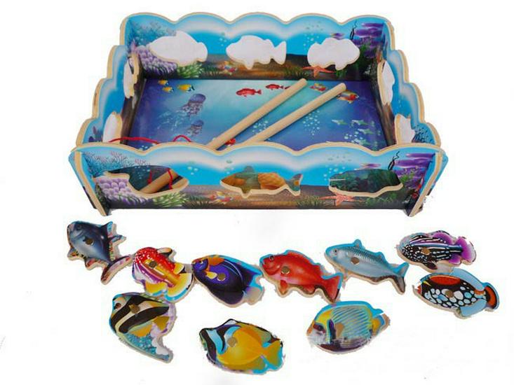 Деревянная магнитная рыбалка для малышей - Интерактивная игра для родителей и детей