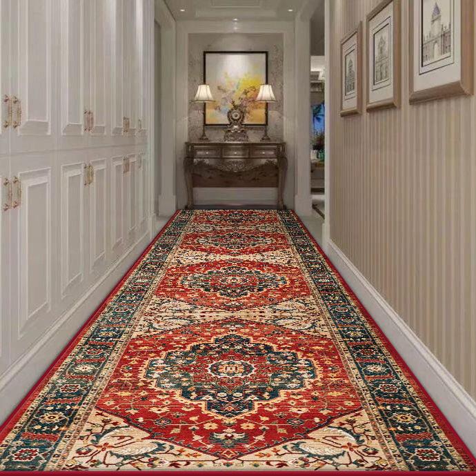 Persian Retro Long Corridor Carpet Living Room Decoration Home Anti Slip Hallway Runner Rugs Hotel Stairs Passageway Custom Mat