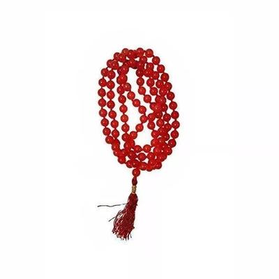 Red Agate Rosary: To Harmonize Mars (108 Balls), Red Hakik (Agate) Mala For Mangal (Mars) Strengthening Kalyan Puja