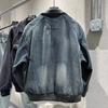Men S Denim Jacket Loose Fit Workwear Style Lapel Long Sleeve
