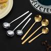 Long Handle Coffee Spoon Stainless Steel Cutlery Ice Cream Dessert Mixing Teaspoon for Picnic Kitchen Tableware Bar Tools Scoop