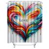 Colorful Love Heart Print Shower Curtain For Bathroom Decor
