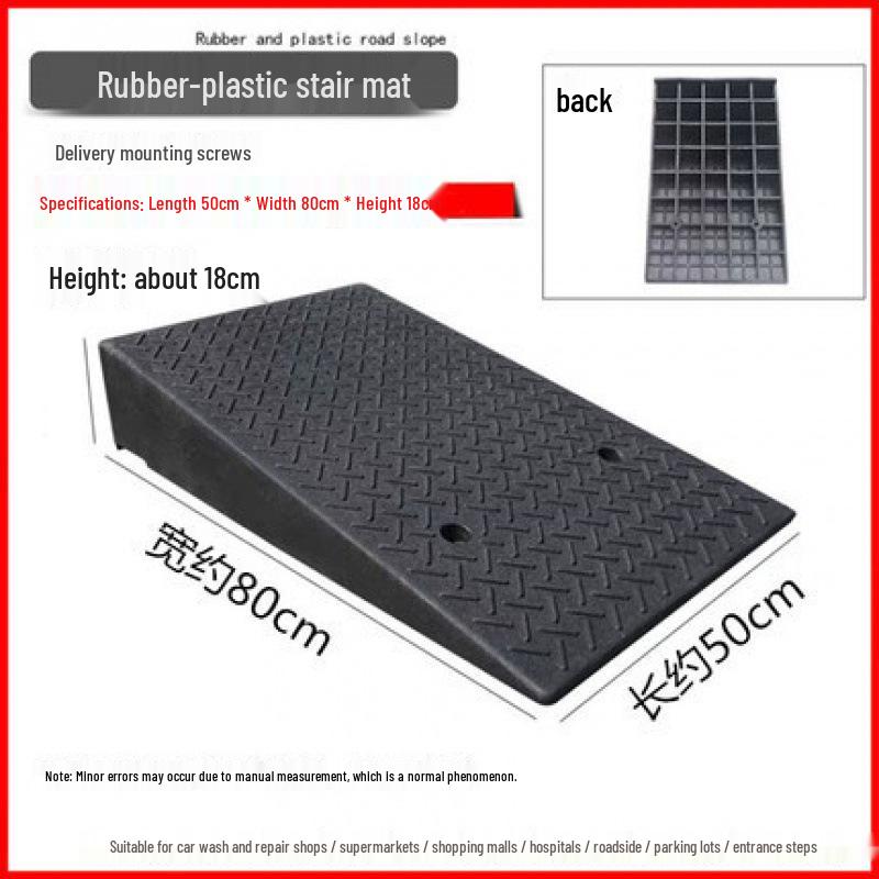 Rubber-Plastic Car Ramp: Slope Mat, Curb Edge, Uphill Climb, Triangle Speed Bump