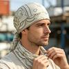 Chapéu Turban com Tiras Longas Ajustáveis Padrão Clássico de Castanha Tecido Macio Respirável Absorvente de Suor Chapéu Lenço de Cabeça