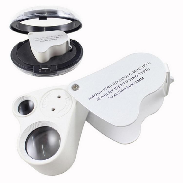 Jewellery Magnifying Glass  30 x 60 Illuminated Loupe with LED Light Jeweller's Magnifier for Diamonds Stamps
