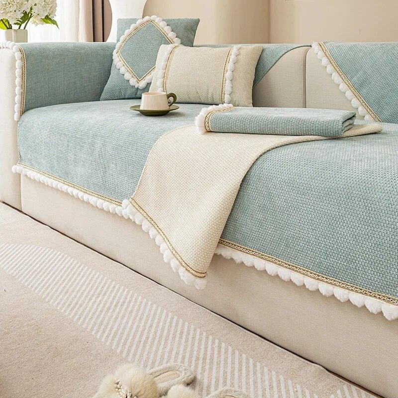 Four Seasons Universal Non-slip Cover Towel Modern Simple Sofa Cover New  Cushion Chenille Sofa Cushion