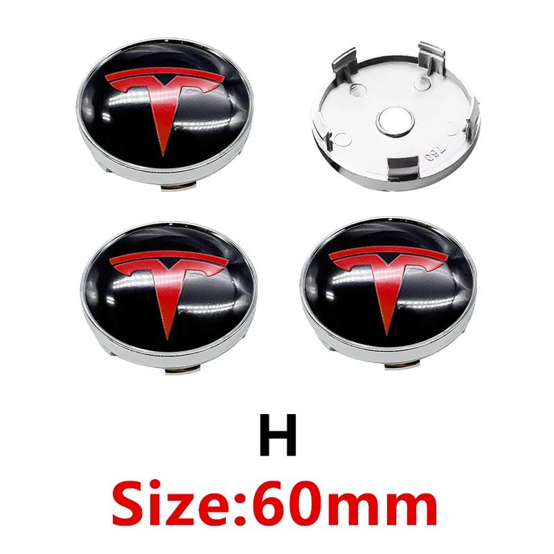ICTB3 4pcs/set 60mm Tesla Car Wheel Center Hub Cap Cover Emblems Sticker Car Logo Car Styling Accessories for Tesla Model 3 Y S X