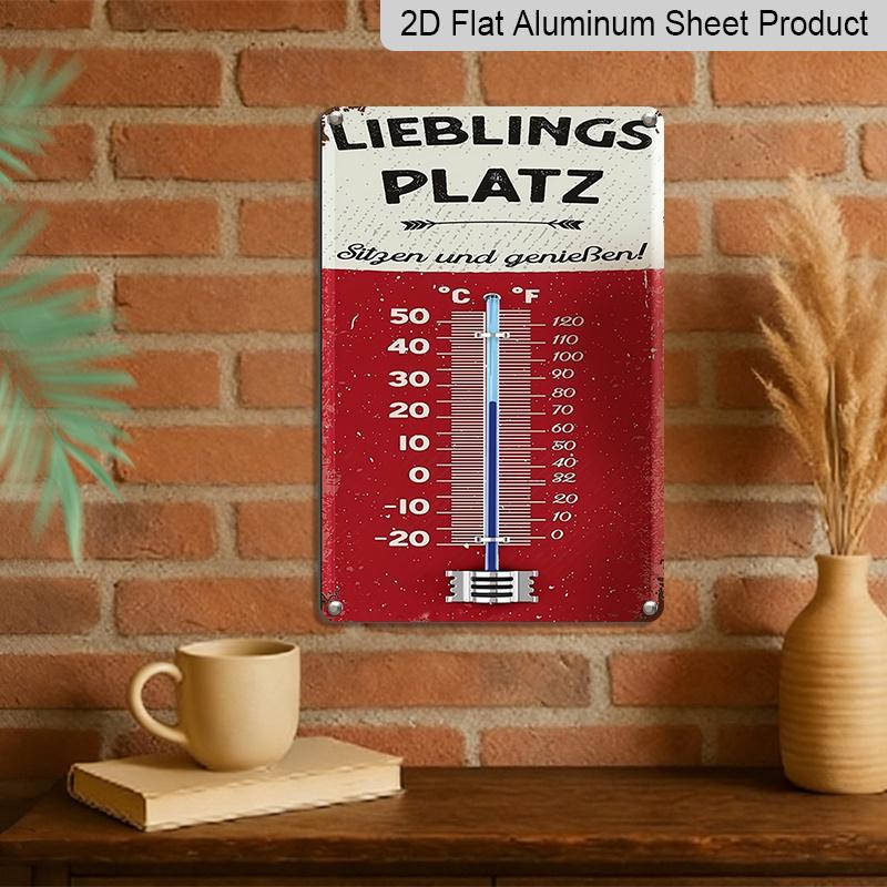 2D Flat, 1pc Aluminium Decorative Sign & Plaque, Vintage German Thermometer Wall Art, Perfect for Rooms, Kitchens, Living Rooms, Indoor & Outdoor