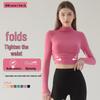 High-Neck Slimming Yoga Suit - Women's Elastic Fitness Top for Running, Autumn/Winter Long Sleeve Base Layer