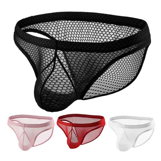 Men Briefs Low Waist Elastic Design Breathable Panties U-Convex Mesh Yarn Design Smooth Wiring Perfect Fit Underwear
