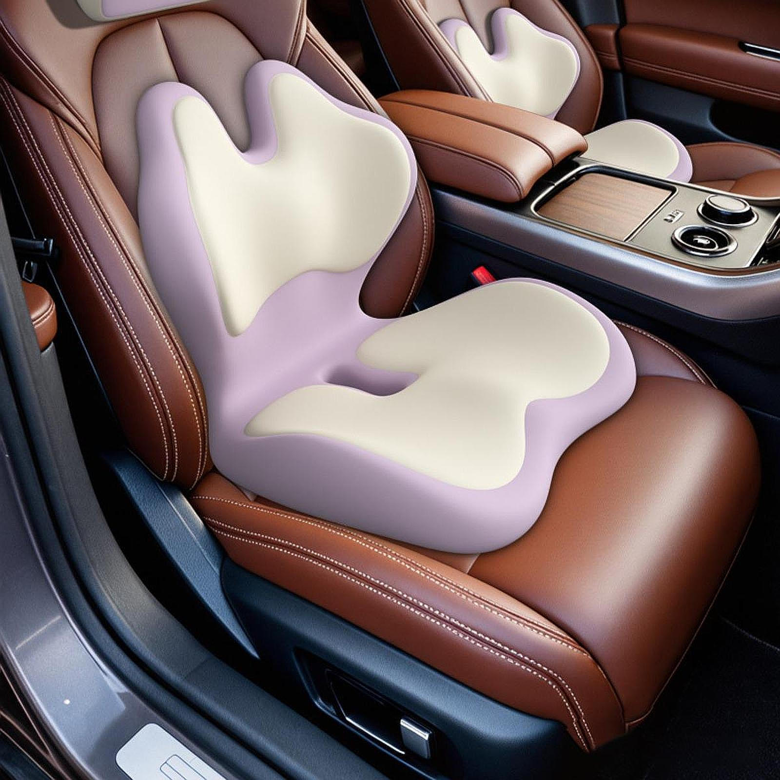 

Office Chair Cushion Back Rest Butt Pad Memory Foam Portable Comfortable Seat and Purple Beige