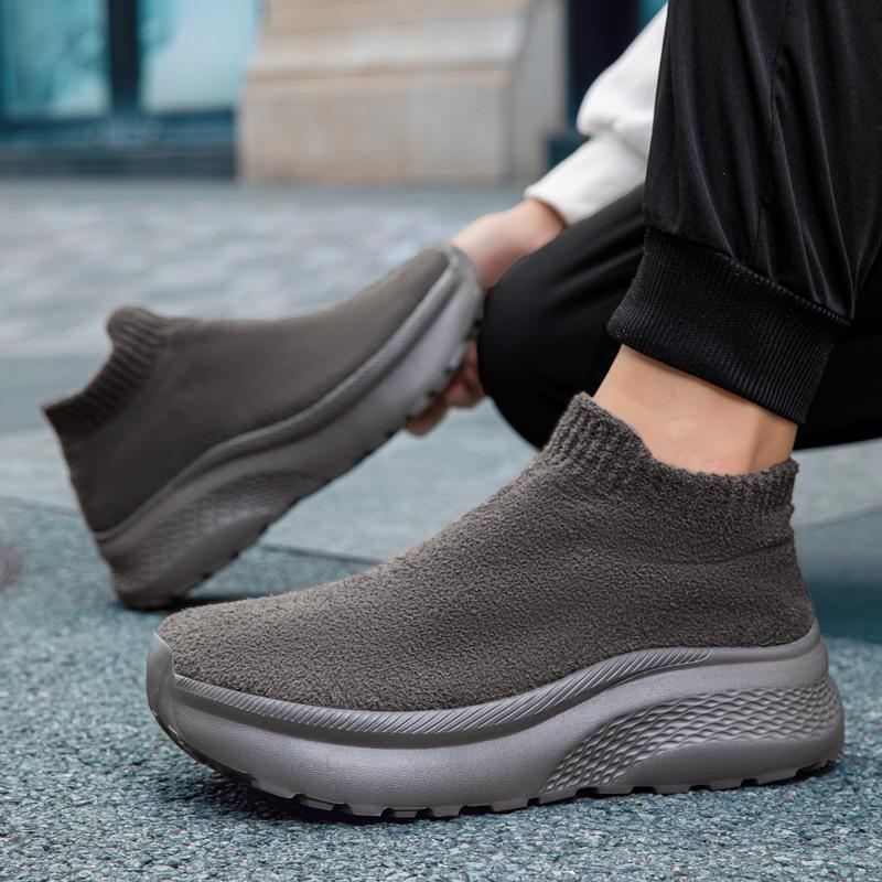 Autumn and winter new fly-woven socks shoes mesh shoes sports couple shoes thick-soled woolen casual shoes