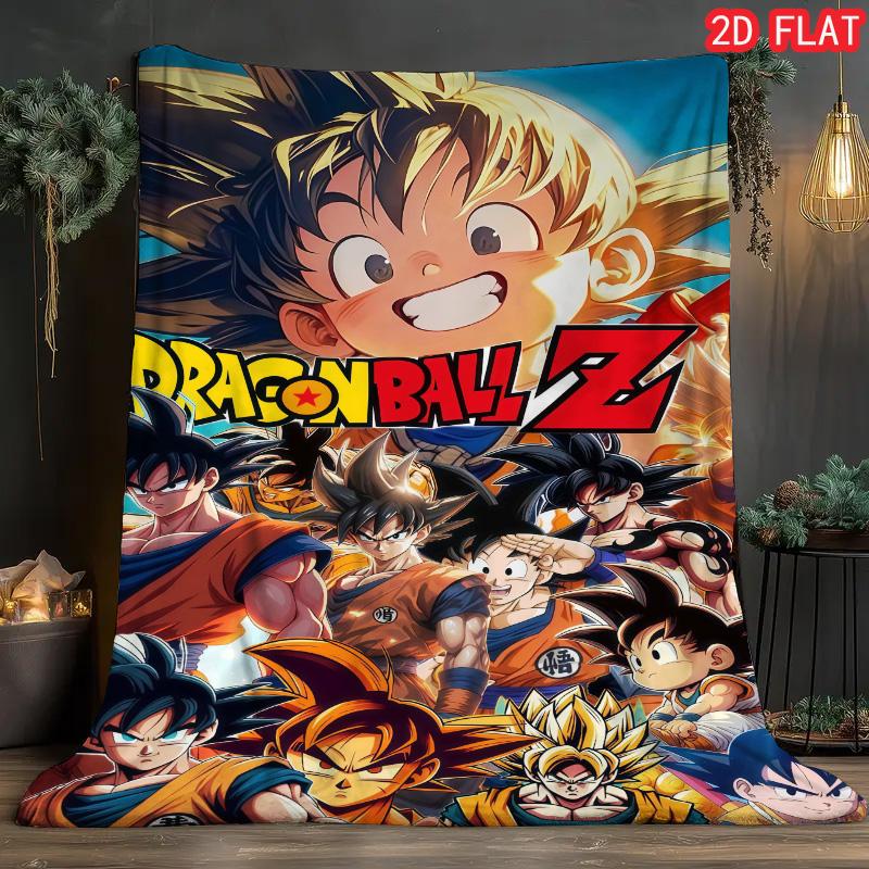 Dragon Ball Theme Blanket Skin-friendly Plush Fabric Comfortable Warm Throw for Kids Adults Anime Fans THW
