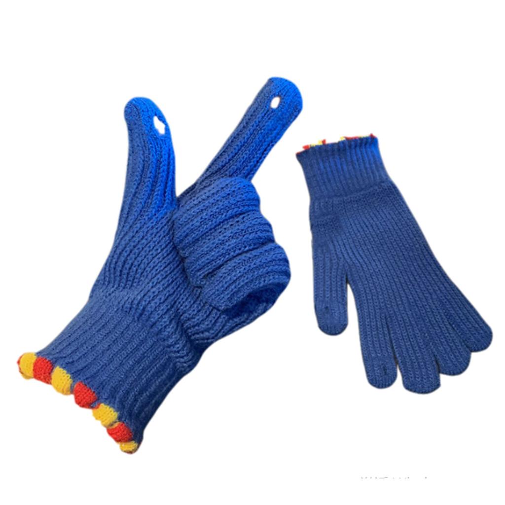 Knitted Five Finger Gloves with Loop Design and Ribbed Cuffs for Everyday Use and Comfortable Hand Protection