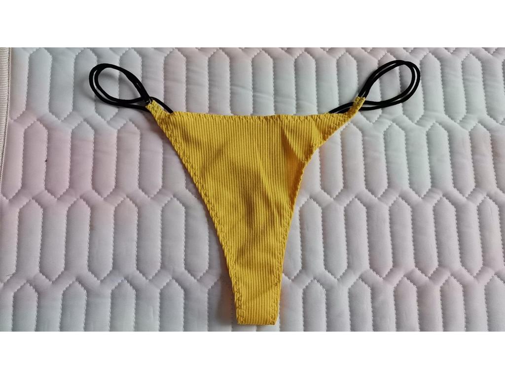 European & American Ribbed Cotton Women's Thong with Fine Straps - Comfortable, Breathable, & Sexy T-Back