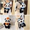 Police Panda Plush Backpack For Girls With Zipper Closure And Cartoon Design