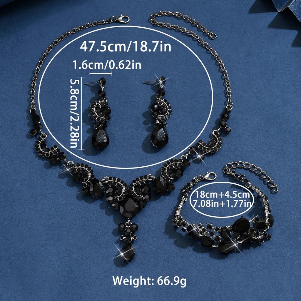 European & American Bridal Necklace Set: Rhinestone Jewelry for Wedding & Evening Dress Photography