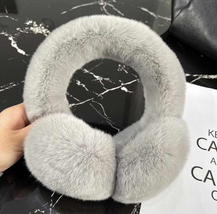Foldable Plush Winter Earmuffs with Thick Rex Rabbit Fur - Cute Internet Celebrity Style