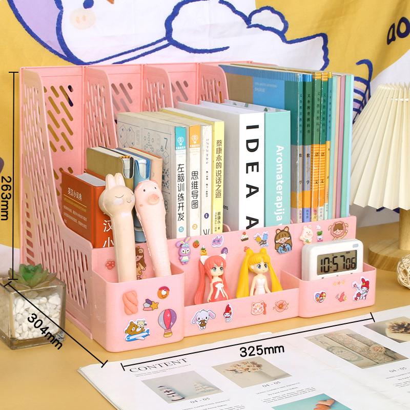 Desk File Organiser 4 Sections Sturdy Desktop Plastic Magazine File Holder Frames File Dividers Cabinet File Rack Display