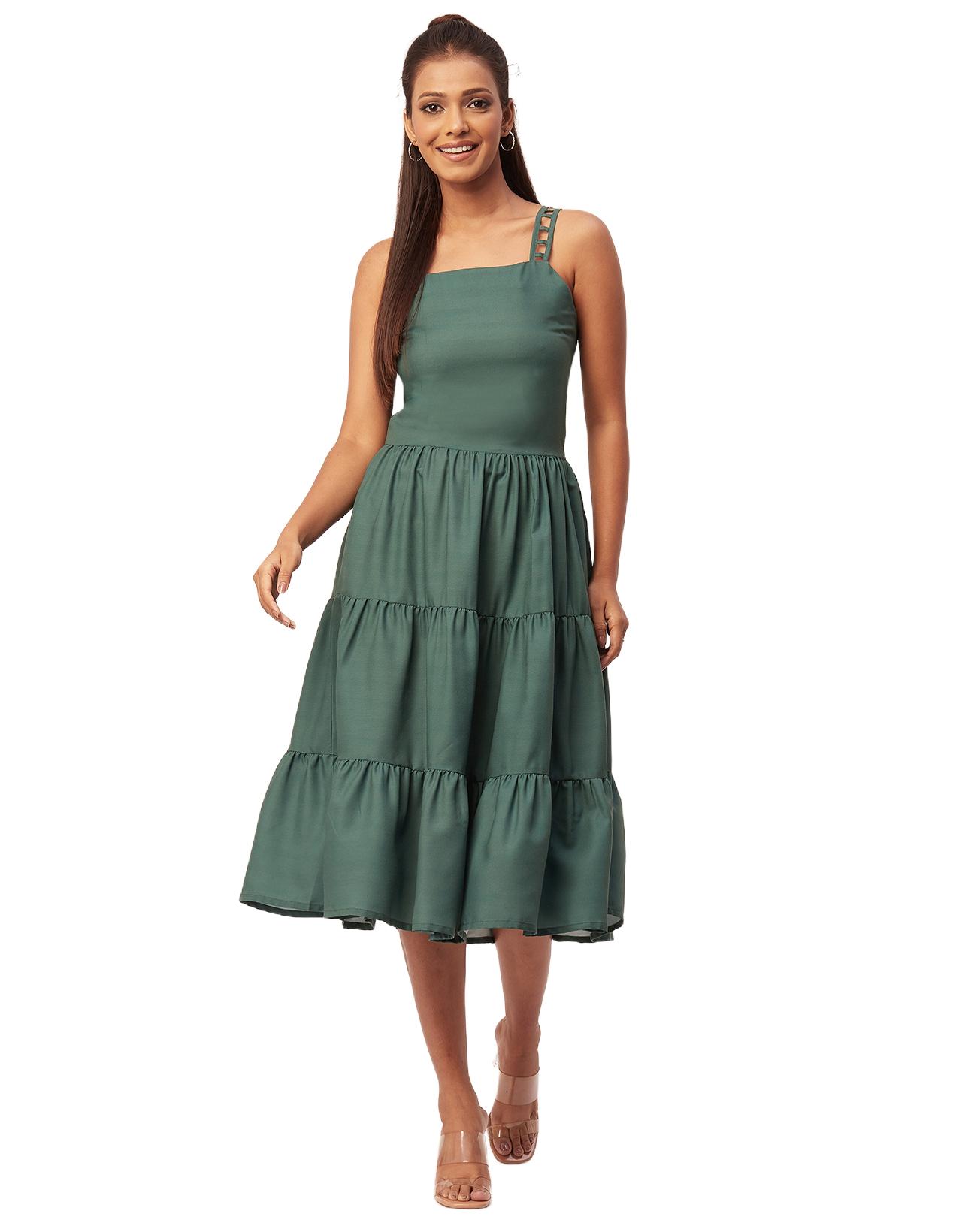 

Багатошарова сукня без рукавів із принтом Moomaya, літня міді-районна сукня на лямках XXL зелений