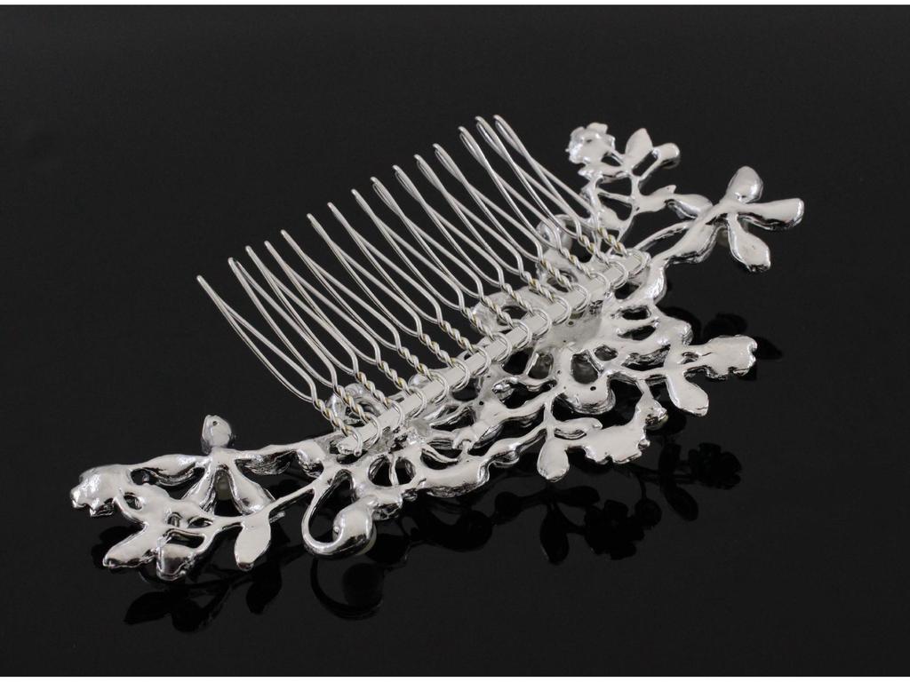 Rhinestone Inlaid Diamond Pearl Flower Hair Comb for Women