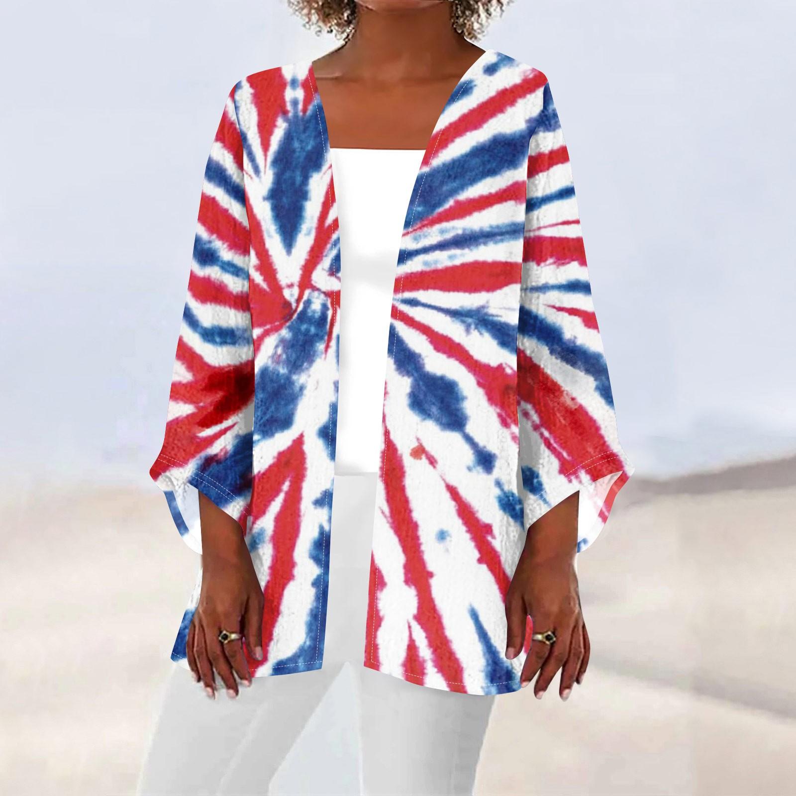 

Жіночий повсякденний модний кардиган Caot з принтом до Дня незалежності XXXL червоний