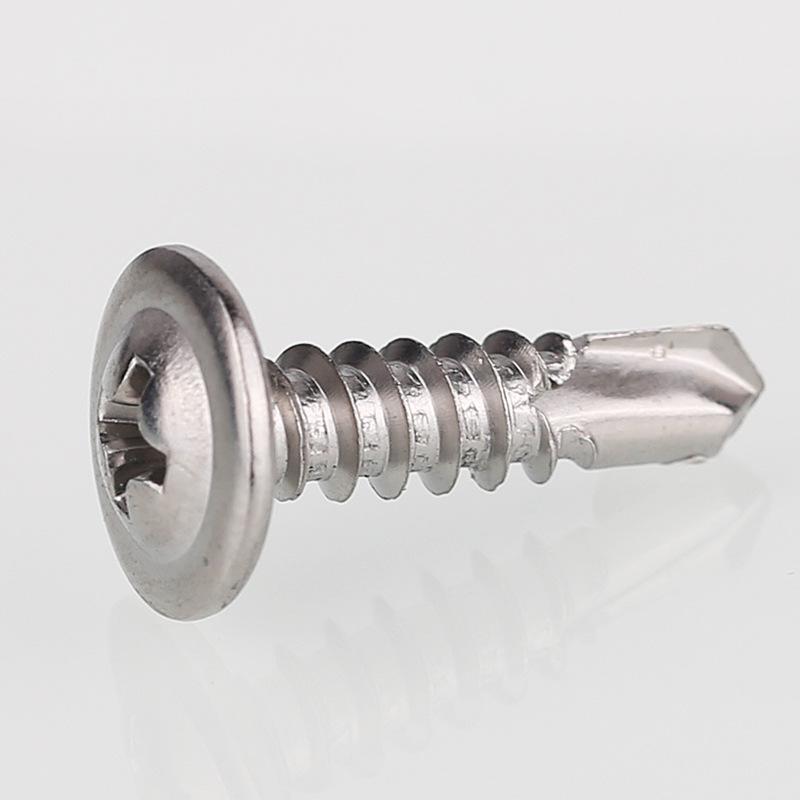 410 Stainless Steel Round Head Self-Drilling Screws with Washer - Swallow Tail Pan Head