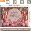 2D Pink Rose Gold Birthday Backdrop, Glitter Balloon & Floral Party Photography Background