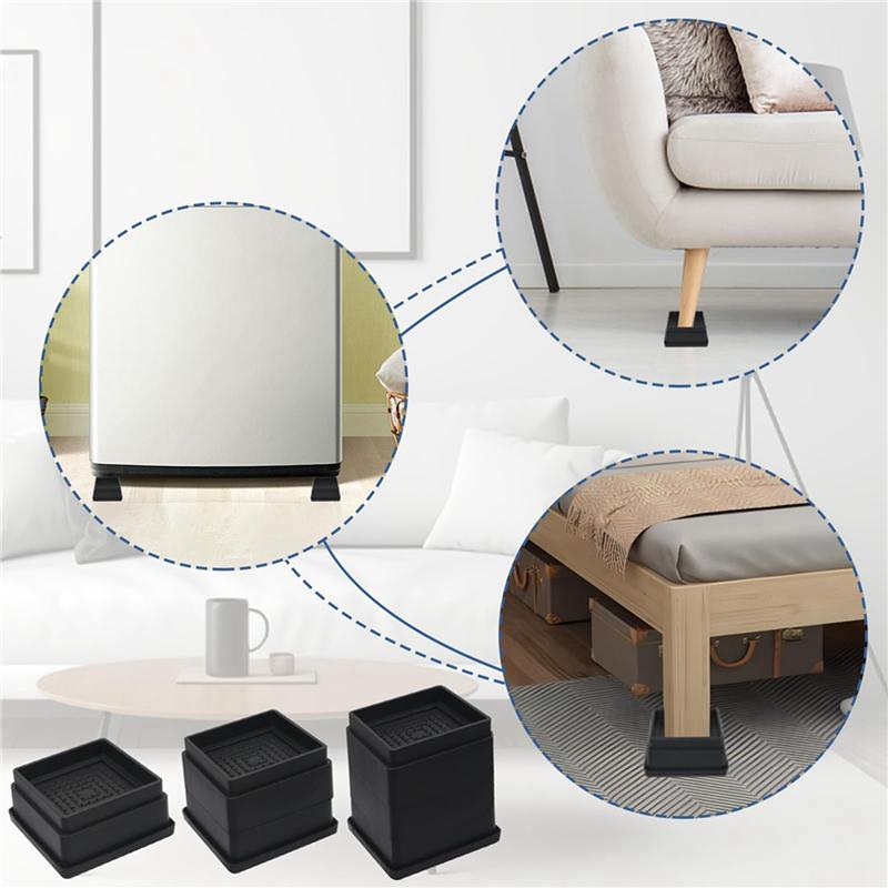 Bed Risers 1 Inch, 12Pcs Adjustable Bed Furniture Riser, Heavy Duty Bed Lifts Risers With Rubber Pad For Sofa, Bed