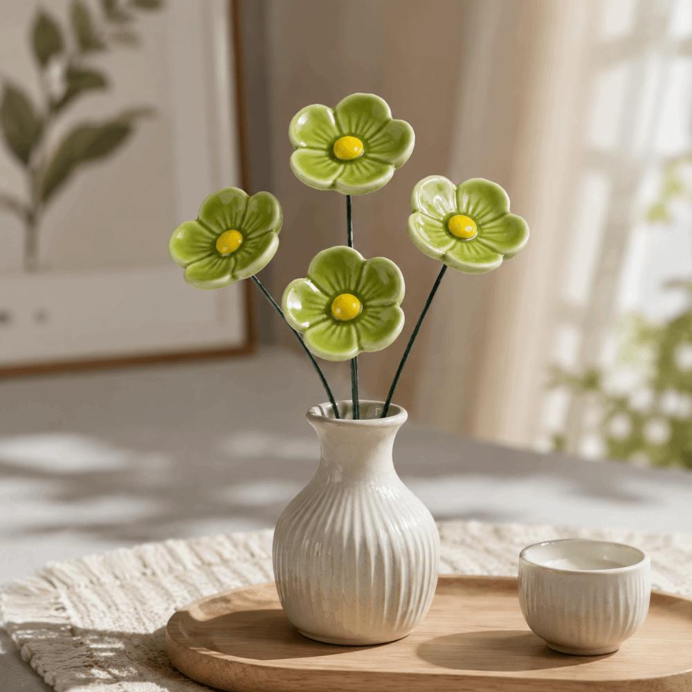 3pcs Colorful Bee Butterfly Water Dispenser Ceramic Bee Watering Station Artificial Flower Office