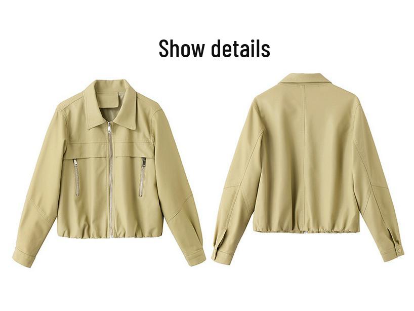 Women's Fashion Lapel PU Leather Jacket - Spring 2025 Collection, Short Coat
