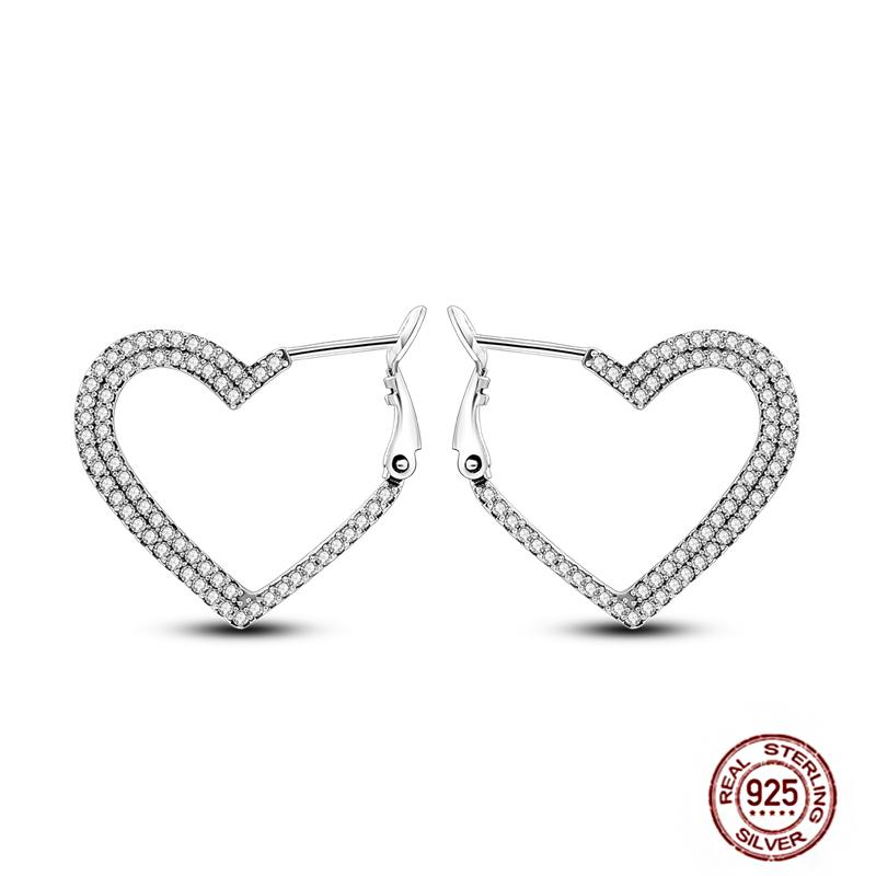 Hoop Earrings for Women Sparkling Pave CZ Heart-shaped Series Round Love Fit Original Wedding Drop Earring Jewelry