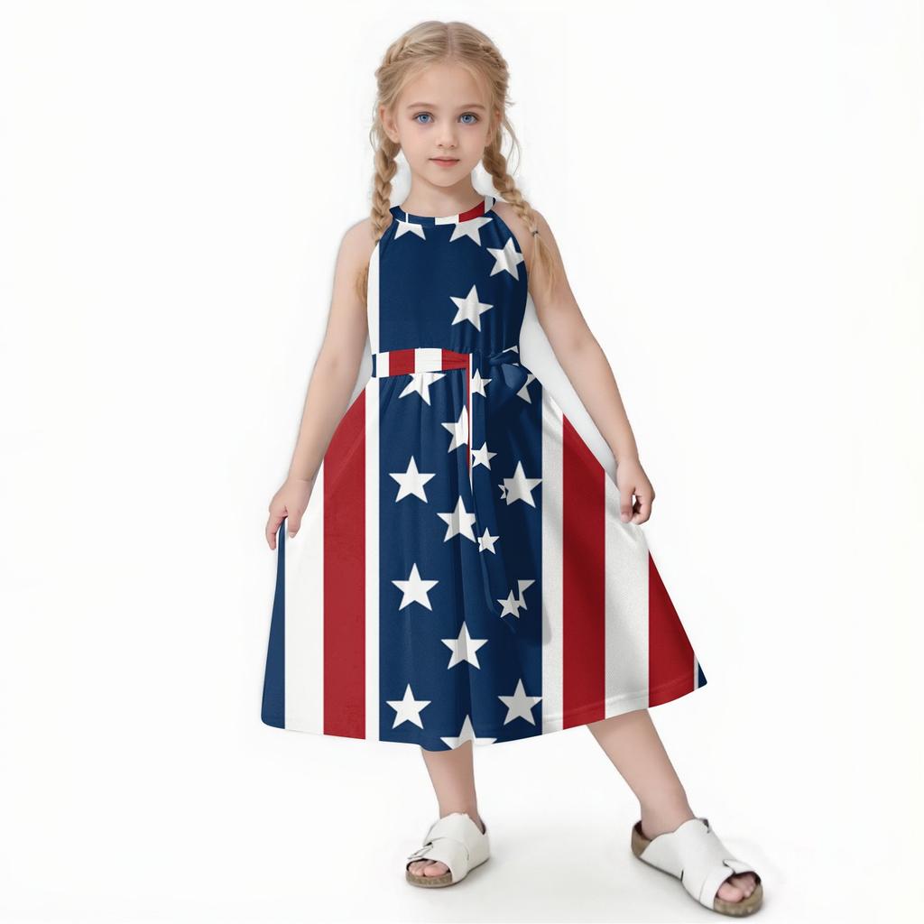 Family And Parent-child Outfits - Casual Vacation Independence Day Printed Women's Skirts, Men's Shirts Summer Suit