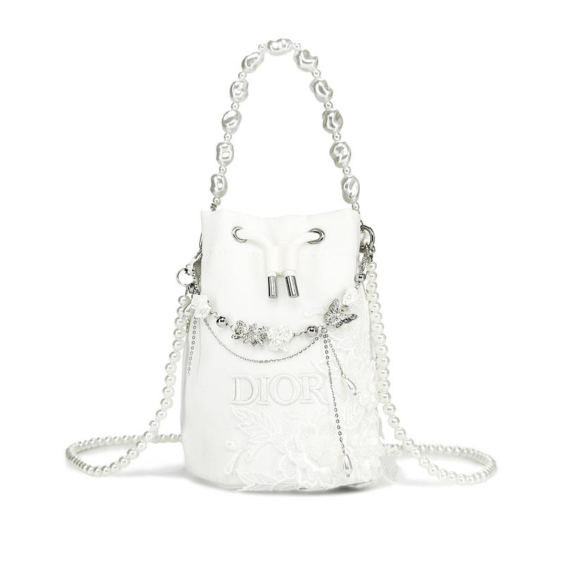 DIOR Bag [Customized Cosmetic Bag] Moon Shadow Butterfly Glitter Cat Gift Companion Elegant and Exquisite Simple Rose Butterfly Dream pearl white белый