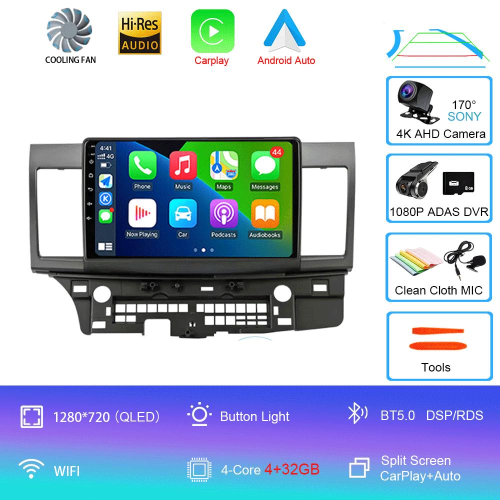 For Mitsubishi Lancer 2007-2012 Android 14 4G Car Radio Car Radio Multimidia Video Player Navigation GPS 2din 2 Din Carplay