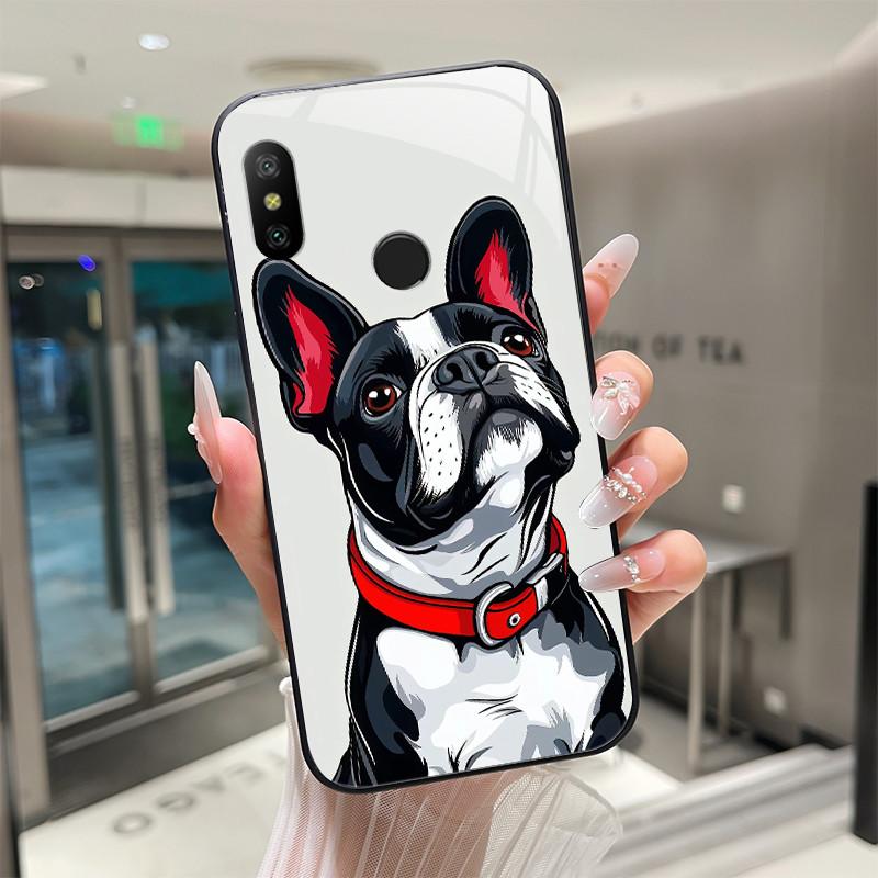 Beautiful Flower Cute Cartoon Cats Case For Xiaomi Mi A2 / Mi A2 Lite Tempered Glass Phone Case Protective Back Cover Hard Shell