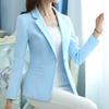 Women Blazer Office Lady  Elegant Slim Notched Women Blazers and Jackets Button Long Sleeve Solid Work Female Blue Suit Coat