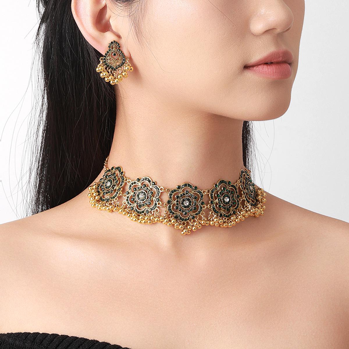 European Retro Ethnic Flower Earrings - Exaggerated Style for Women
