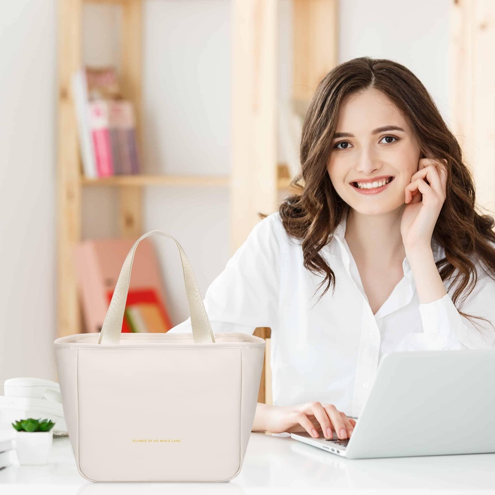 Сумка для ланча женская изолированная 10 л сумка для ланча для женщин работа полиуретановая маленькая симпатичная сумка-холодильник для ланча One Size бежевый 1138₽