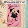 Pug Theme Soft Beach Towel Personalized Custom Name Text Towel Portable for Beach Pool Travel