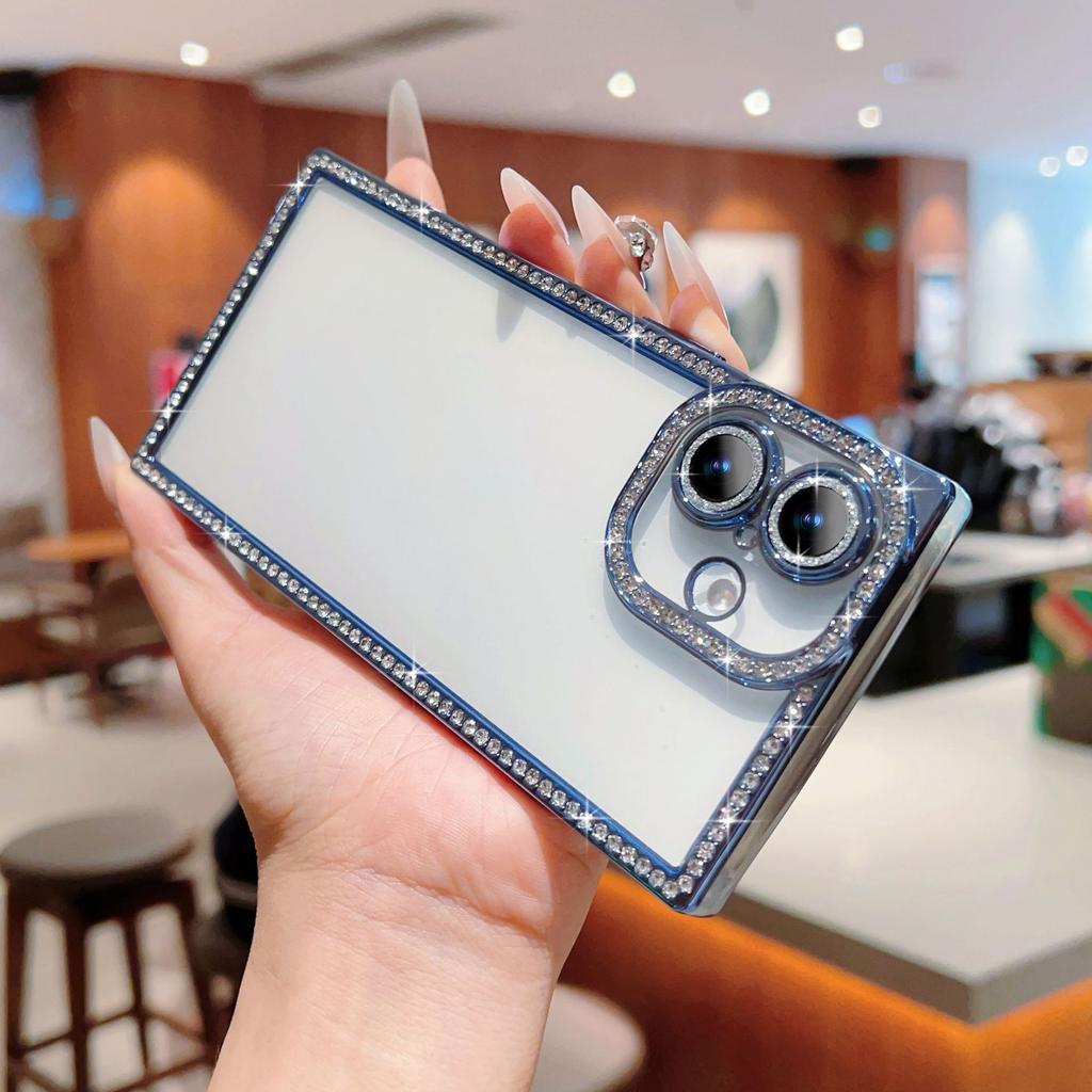 Applicable to IP16 side diamond premium mobile phone case, foreign trade new Apple 17 lens all-inclusive electroplating diamond-encrusted mobile pho
