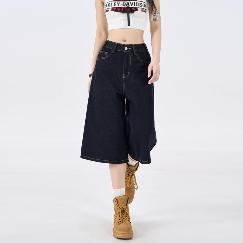 

Женские свободные джинсы с высокой талией, прямые брюки, женские джоггеры, широкие брюки, светло-голубые джинсы в китайском стиле класса люкс в уличном стиле XS темно-синий