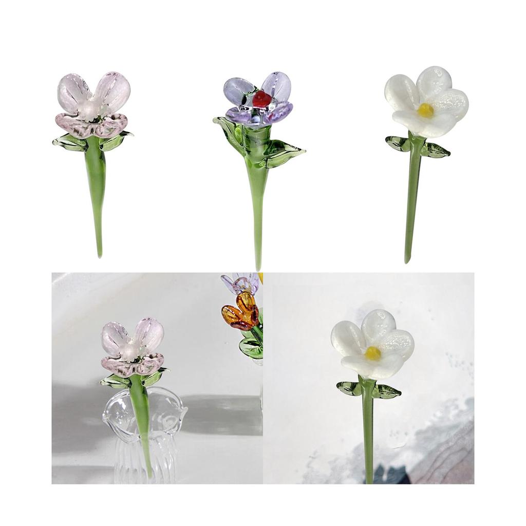 Mini Glass Flower Artificial Flower Creative Decorative Decor Decoration for Mom Wife Women Wedding Thanksgiving