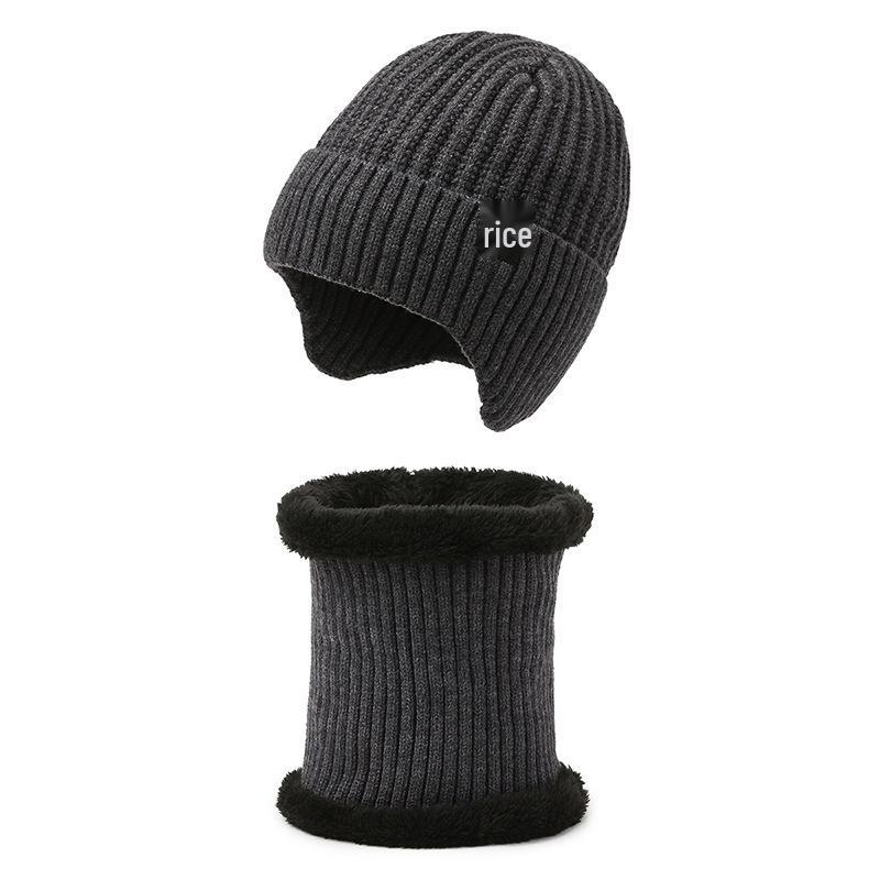 Men's Winter Wool Hat & Scarf Set: Thickened, Ear-Protecting, Cold-Proof, Warm, Knitted, Ideal for Riding