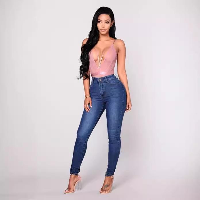

Women s Slim High-Stretch Pencil Jeans for Europe and America S светло-синий