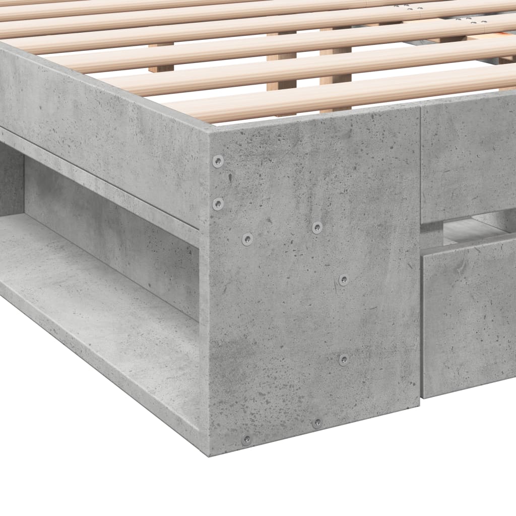 Bed Frame with Drawers Concrete Grey 150x200 cm Engineered Wood