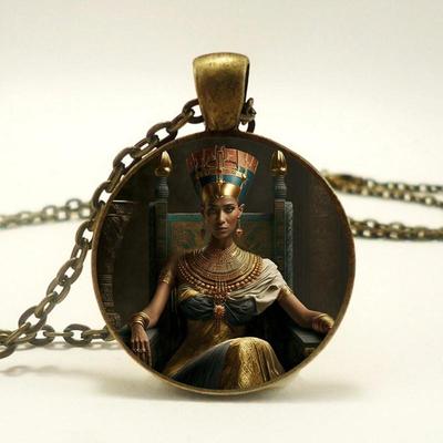 Mısır Kraliçesi Nefertiti Kolye Cam Kolye Kolye Antik Mısır Hediyelik Eşya