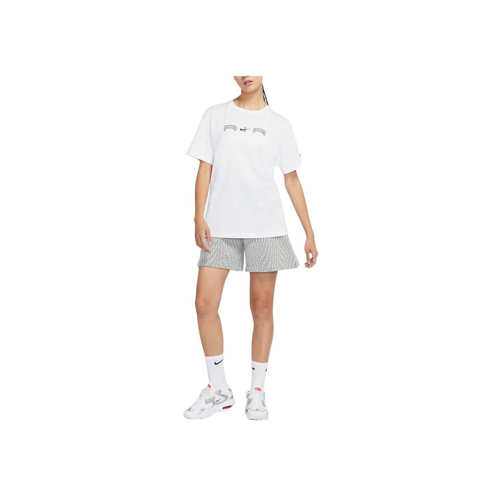 Nike Vzdušné reflexní nápisy Crew Neck Sportovní tričko s krátkým rukávem Dámské topy Bílé DD5432-100