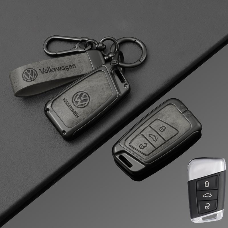 For VOLKSWAGEN VW VW Zinc Alloy Leather Car Key Case Cover For Volkswagen Tiguan MK2 Magotan Passat B8 CC Shell Fob key chain Ac